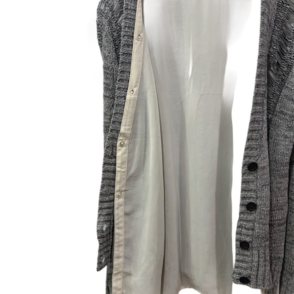 GUESS GREY CARDIGAN WITH REMOVABLE BLOUSE LINER S - Picture 4 of 5
